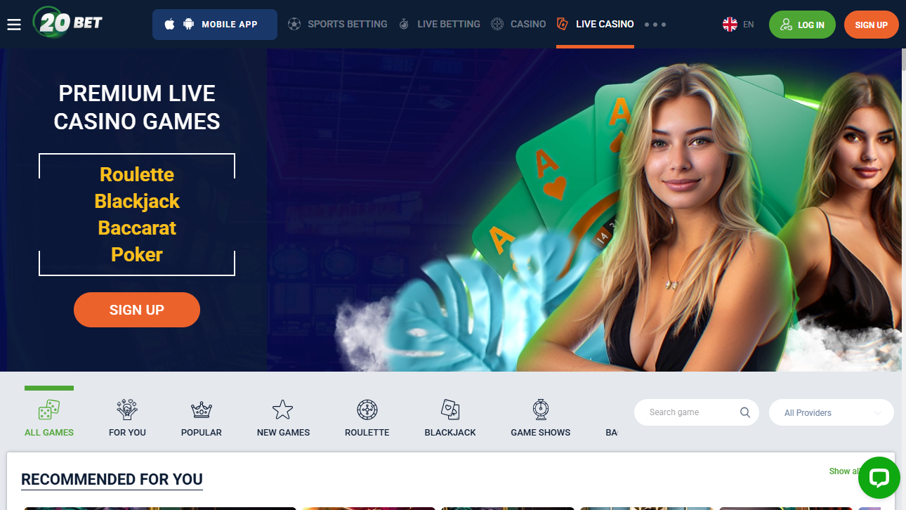 20bet desktop screenshot 2